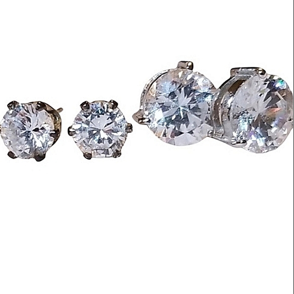 Cubic Zirconia Set OF Pierced Earrings VINTAGE - Picture 1 of 11